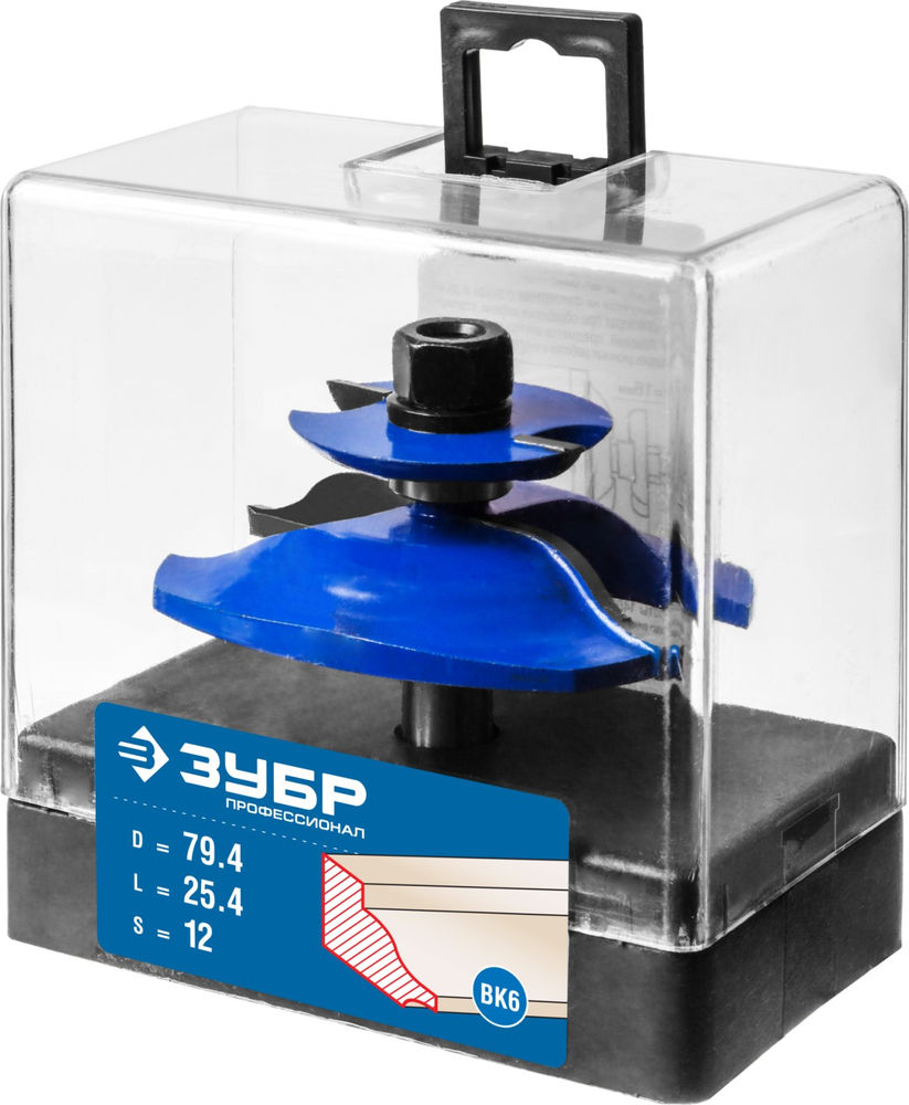 Фреза фигирейная двухсторонняя 79.4 x 25.4 мм, хвостовик 12 мм ЗУБР Профессионал 28763-79.4