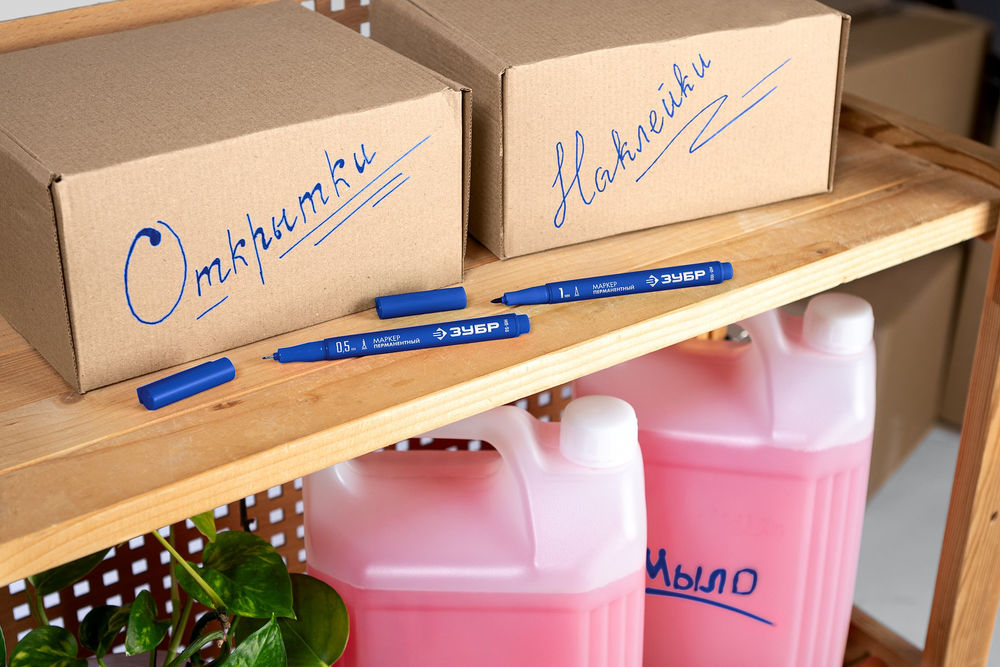 Перманентный маркер МП-100 синий, 1 мм ЗУБР 06320-7