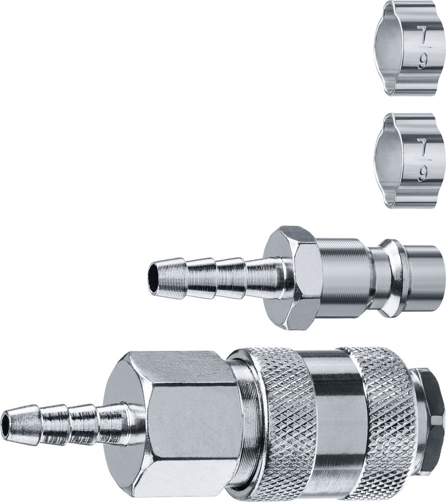 Набор штуцеров «елочка» 6 мм — рапид муфта + рапид штуцер-штуцер «елочка» 6 мм + обжимные хомуты 2 шт ЗУБР Профессионал 64920-06-H