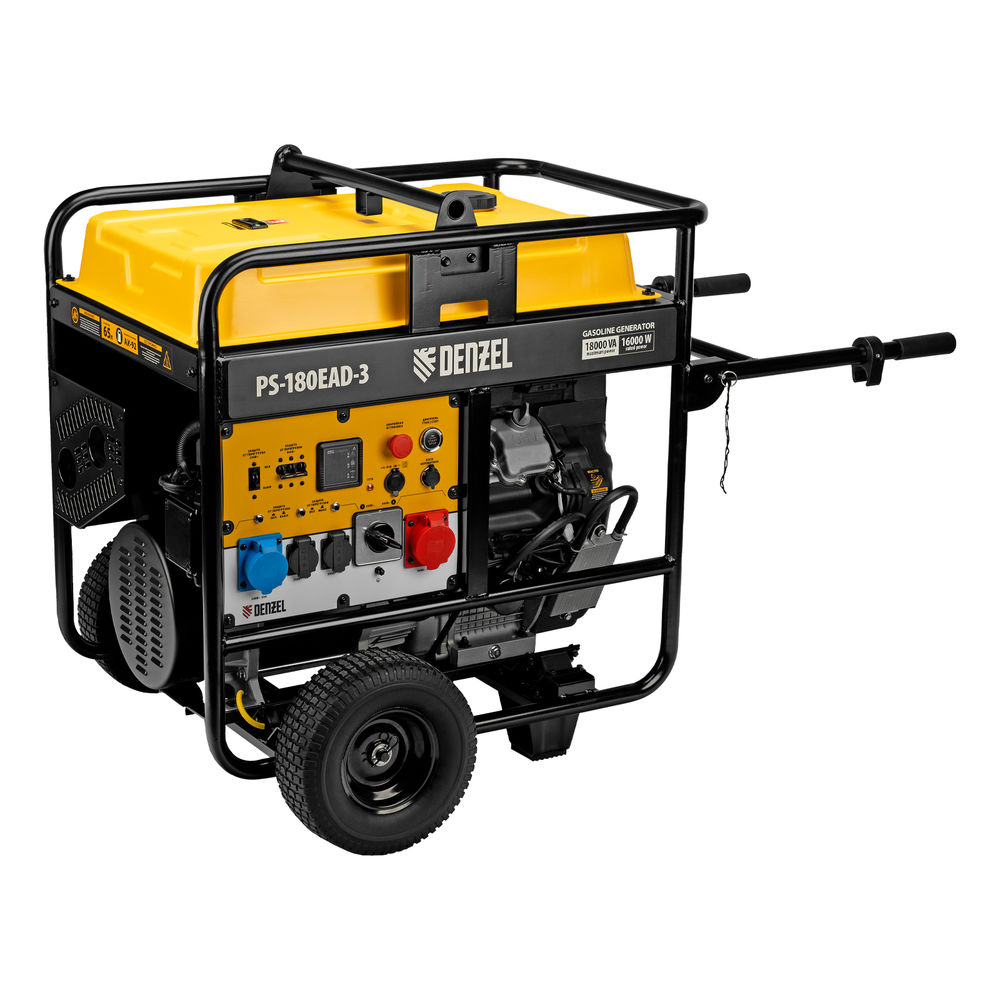 Генератор бензиновый PS-180EAD-3, 18 кВт,230/400 В, 65л, разъем ATS,перекл.режима,эл.старт Denzel (946994)
