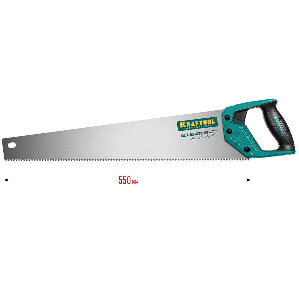 Универсальная ножовка Alligator Universal 7, 550 мм, 7 TPI, 3D зуб KRAFTOOL 15004-55