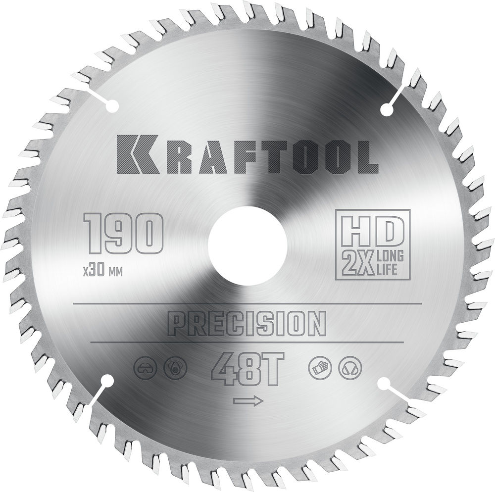 Пильный диск по дереву Precision, 190 х 30 мм, 48Т KRAFTOOL 36952-190-30