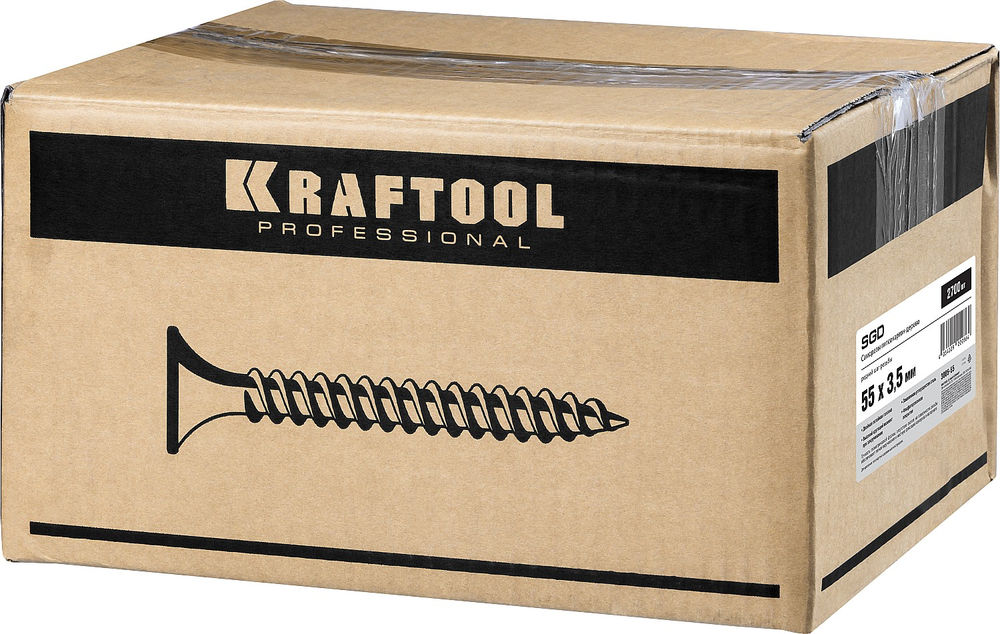 Саморез гипсокартон-дерево СГД, 55 х 3.5 мм, фосфатированное покрытие, 2700 шт KRAFTOOL 3005-55