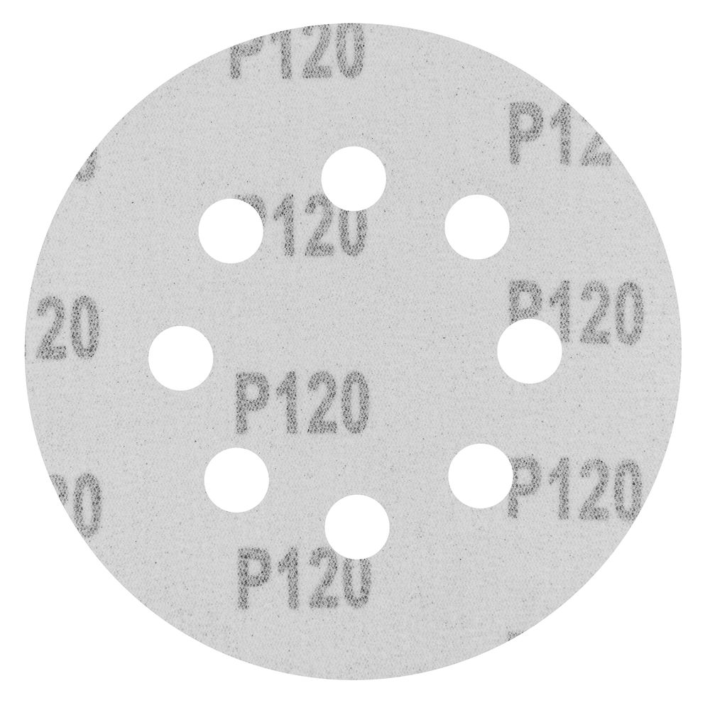 Круг абразивный на ворсовой подложке под липучку, перфорированный, P 120, 125 мм, 5 шт Сибртех (738067)