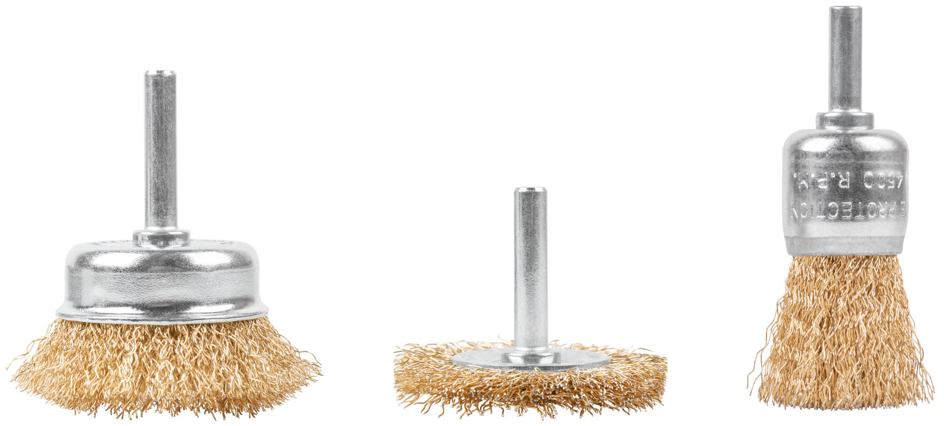 Набор щеток для дрели, 3 шт. (Чашки 25, 50 мм, Плоская 50 мм, латун. витая проволока, блистер, CUTOP Profi