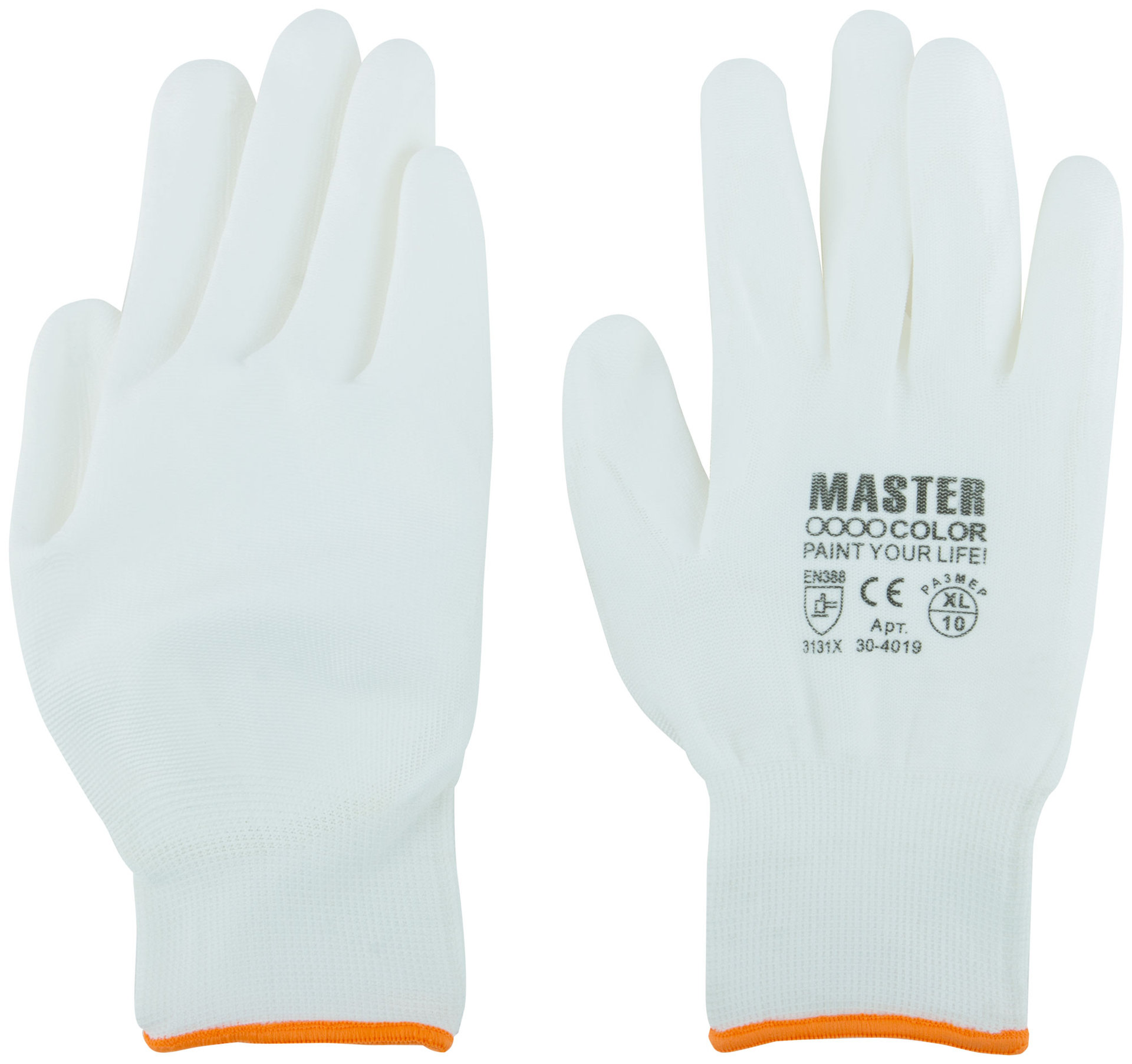 Перчатки белые, полиэстер с обливкой из полиуретана ( водоотталкивающие), р-р XL/10 (30-4019)