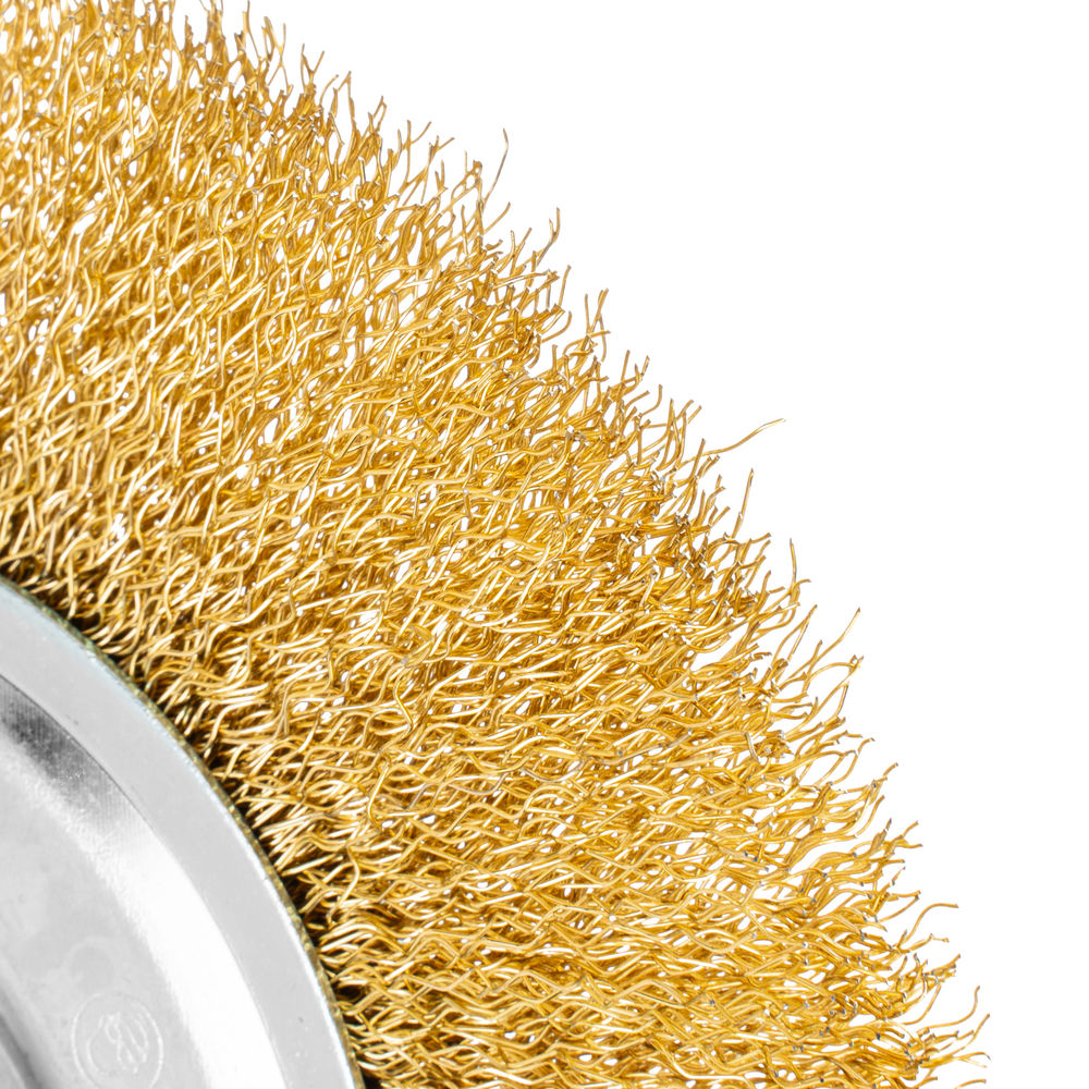 Щетка для УШМ, 150 мм, М14, плоская, латунированная витая проволока Matrix (74652)