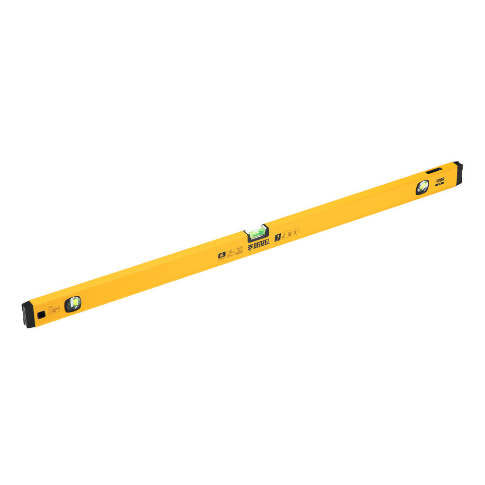 Уровень алюминиевый, магнит, фрезерованный, 3 глазка (1 зеркал.) 0,5 мм/м, 1000 мм Denzel (33693)