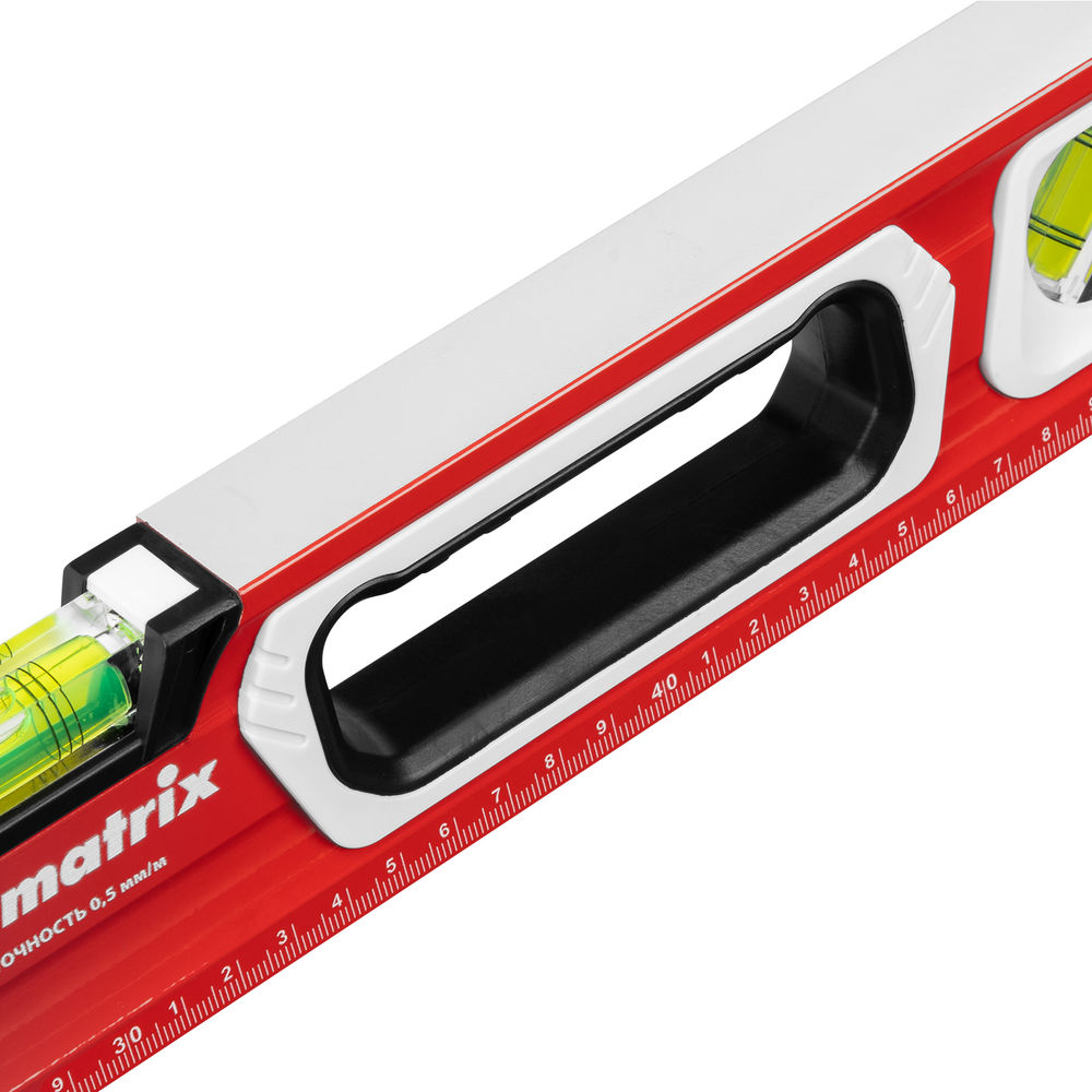 Уровень алюминиевый, магнит, фрезерованный, 3 глазка (1 зеркальный) двухкомпонентные рукоятки, 600 мм Matrix (34731)