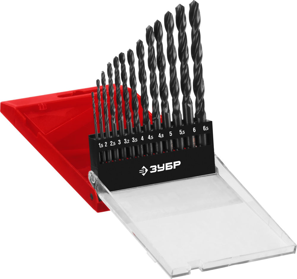 Набор сверл по металлу 13 шт, 1.5–6.5 мм, сталь Р4М2, класс В ЗУБР 29605-H13