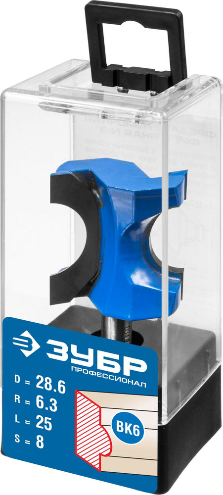Фреза полустержневая 28.6?25 мм радиус 6.3 мм ЗУБР Профессионал 28723-28.6