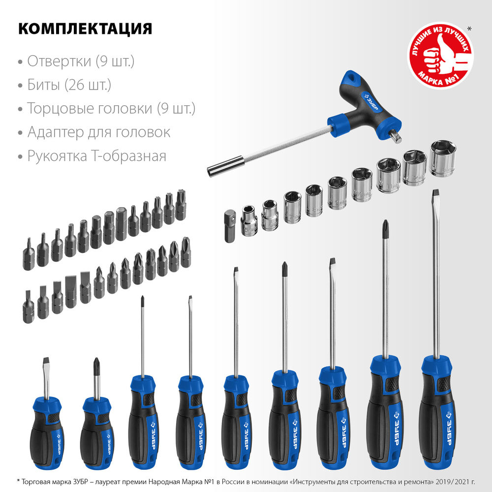 Набор отверток с насадками 46 шт ЗУБР Профессионал 25283-H46_z01