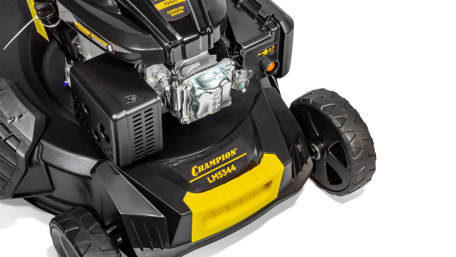 Газонокосилка CHAMPION LM5344 (PRO 4,4кВт привод 525мм 65л 25-75мм 1рычаг/6, 38кг 4в1) (LM5344)