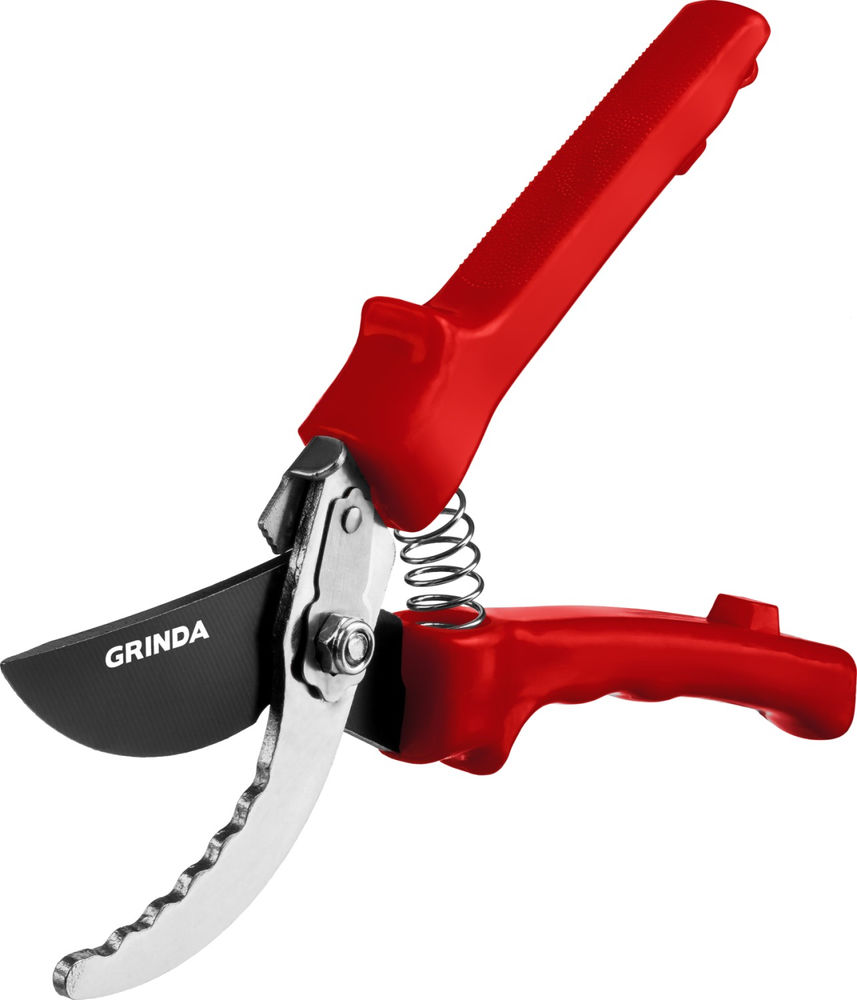 Плоскостной секатор G-31, 200 мм, закаленные лезвия, тефлоновое покрытие, зубцы на лезвии, пластиковые рукоятки GRINDA 40210_z02