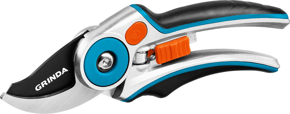 Плоскостной секатор P-29, 210 мм, закаленная сталь, усиленная конструкция с эргономичными алюминиевыми рукоятками, PROLine GRINDA 423429