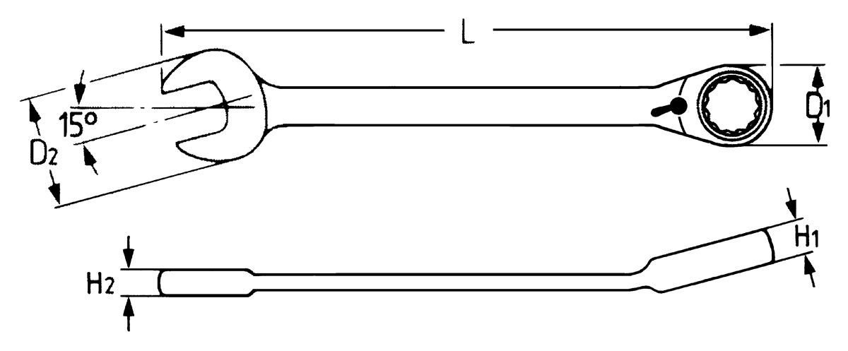Ключ гаечный комбинированный с реверсной трещоткой 17 мм 50725 HE-50725017080