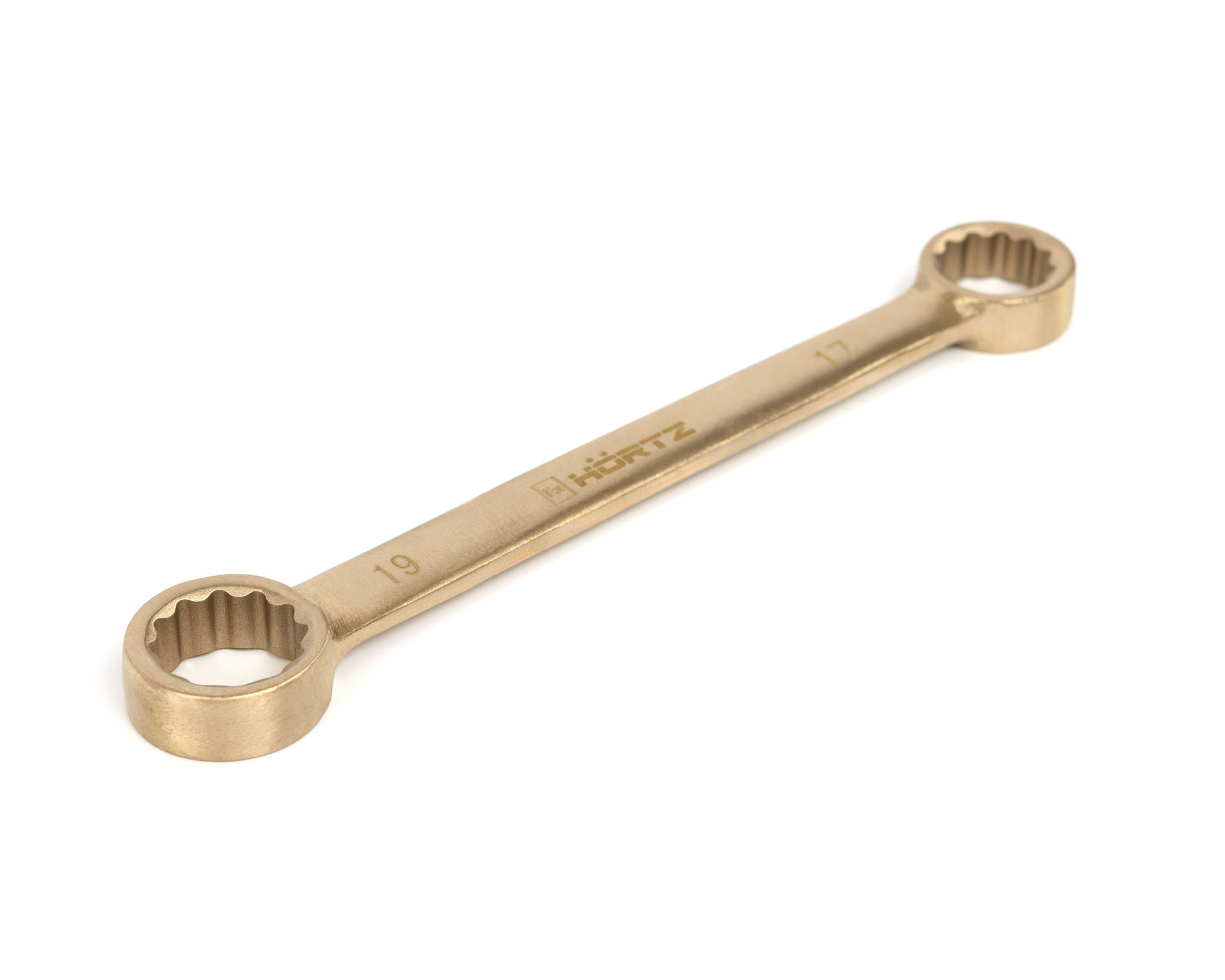 Ключ гаечный накидной двусторонний плоский 17х19 искробезопасный сплав AlCu 153A-1719, HORTZ