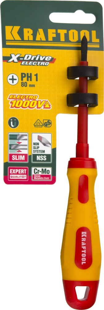 Отвертка высоковольтная PH1 х 80 мм KRAFTOOL 250084-1-080