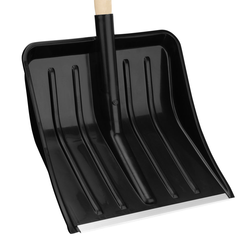 Лопата для уборки снега, полипропилен, 405х410х1470 мм, деревянный черенок (61688)