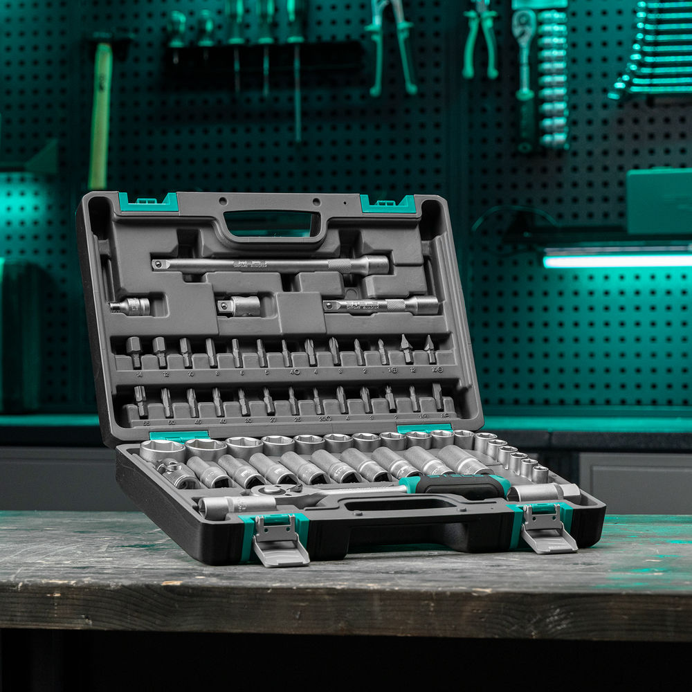 Набор инструментов, 1/2, CrV, пластиковый кейс 60 предметов Stels