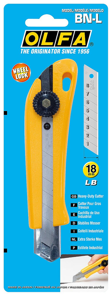Нож с выдвижным лезвием 18 мм, винтовой фиксатор OLFA OL-BN-L