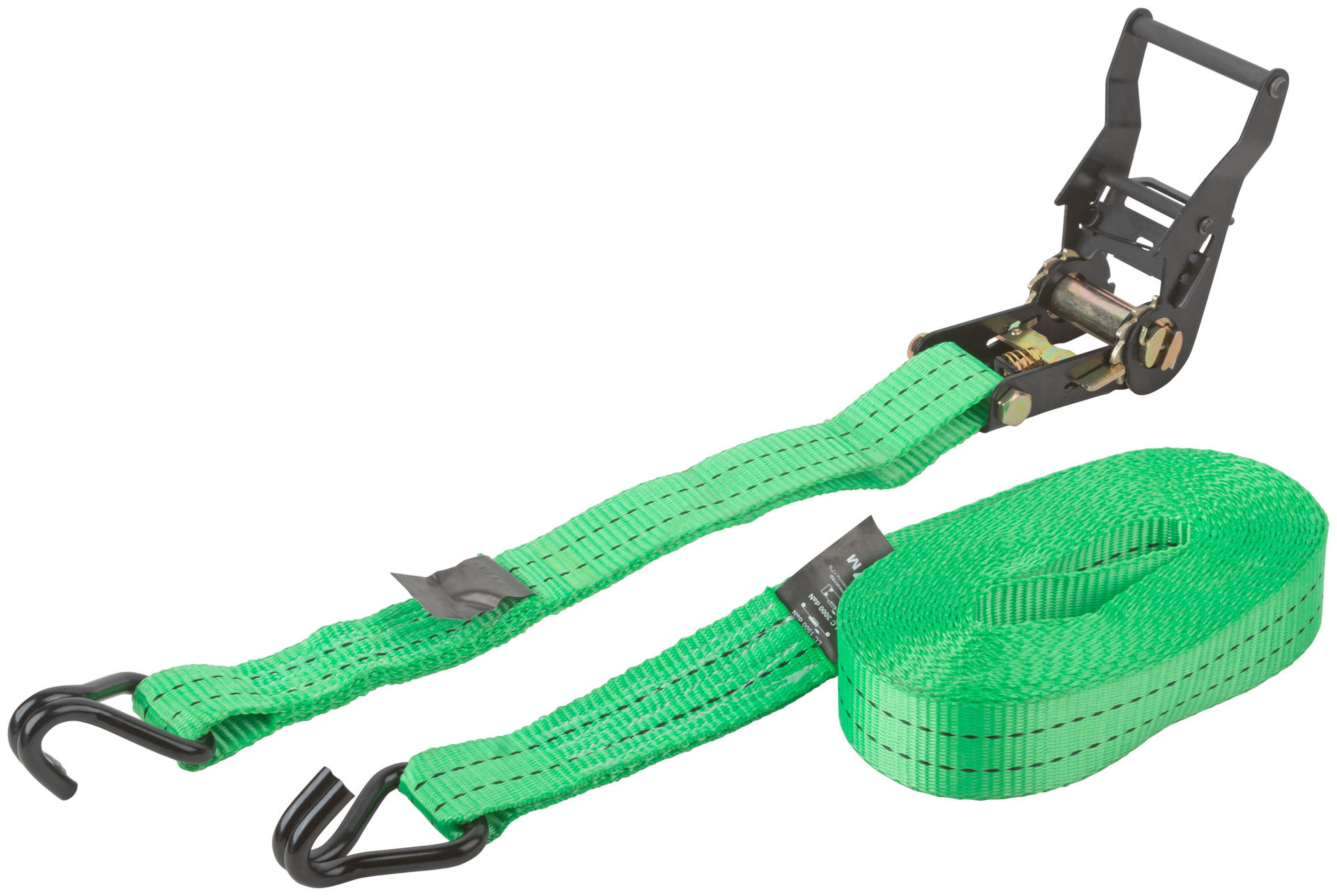 Ремень для крепления груза, храповый механизм 135 мм, полиэфирная лента 38 мм x 8 м, 1500 / 3000 кг (64925)