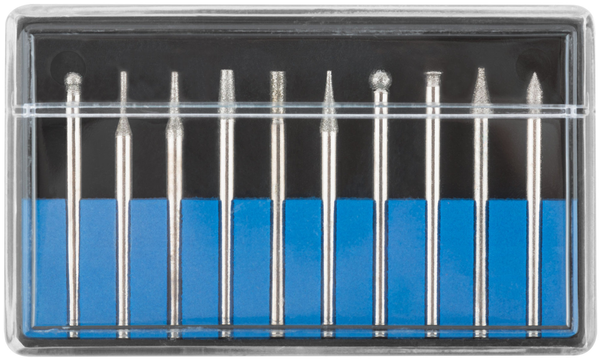 Шарошки, усиленная сталь с алмазным напылением, штифт диам. 3 мм, 10 шт. (36479М)