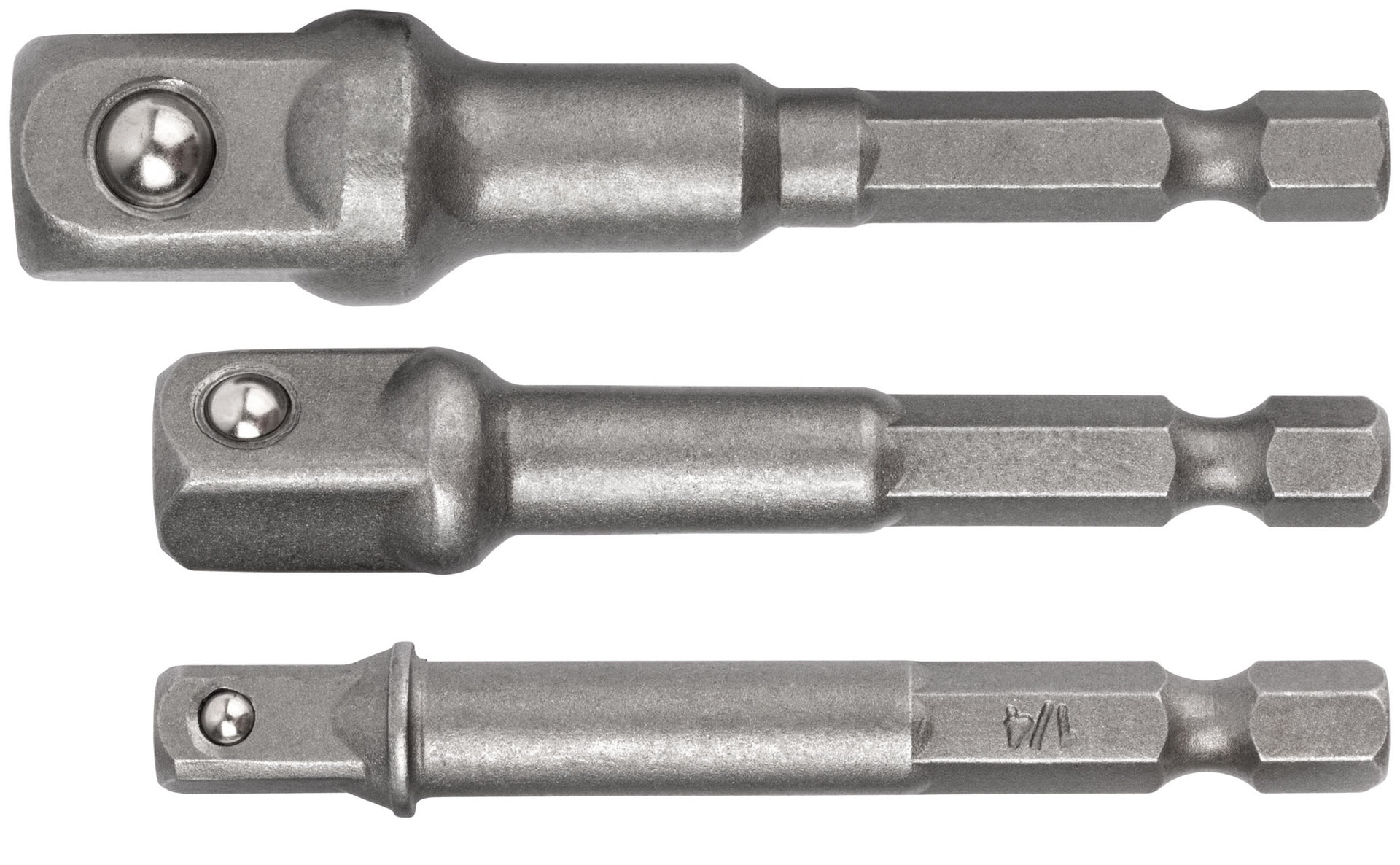 Адаптеры под головки с хвостовика U-типа под биты, набор 3 шт., CrV сталь (57953)