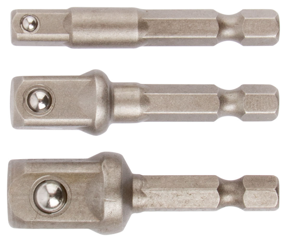 Адаптеры под головки с хвостовика U-типа под биты, набор 3 шт., легированная сталь (57952)