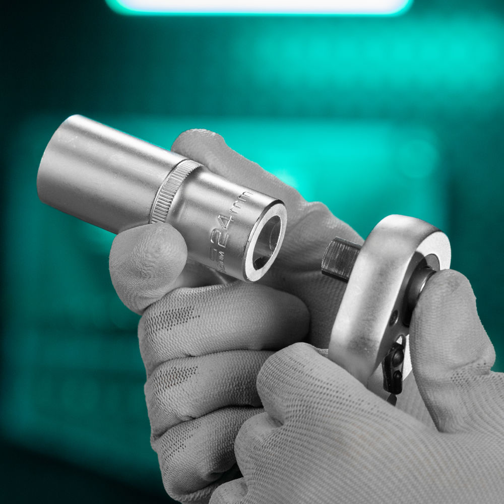 Головка торцевая удлиненная, 24 мм, шестигранная, CrV, под квадрат 1/2 Stels