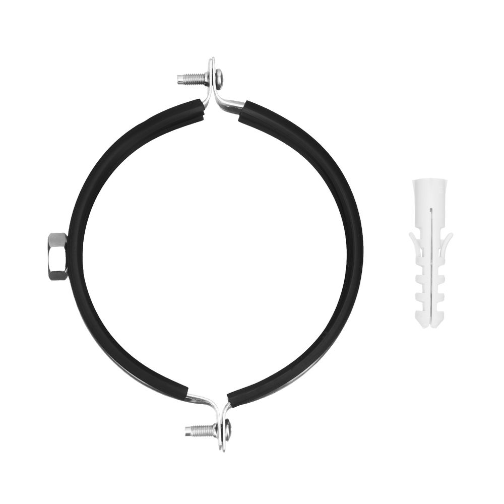 Хомут сантехнический для труб 108-116 (4) с резиновым уплотнением, шпилькой и дюбелем, 1 шт, Сибртех (481733)