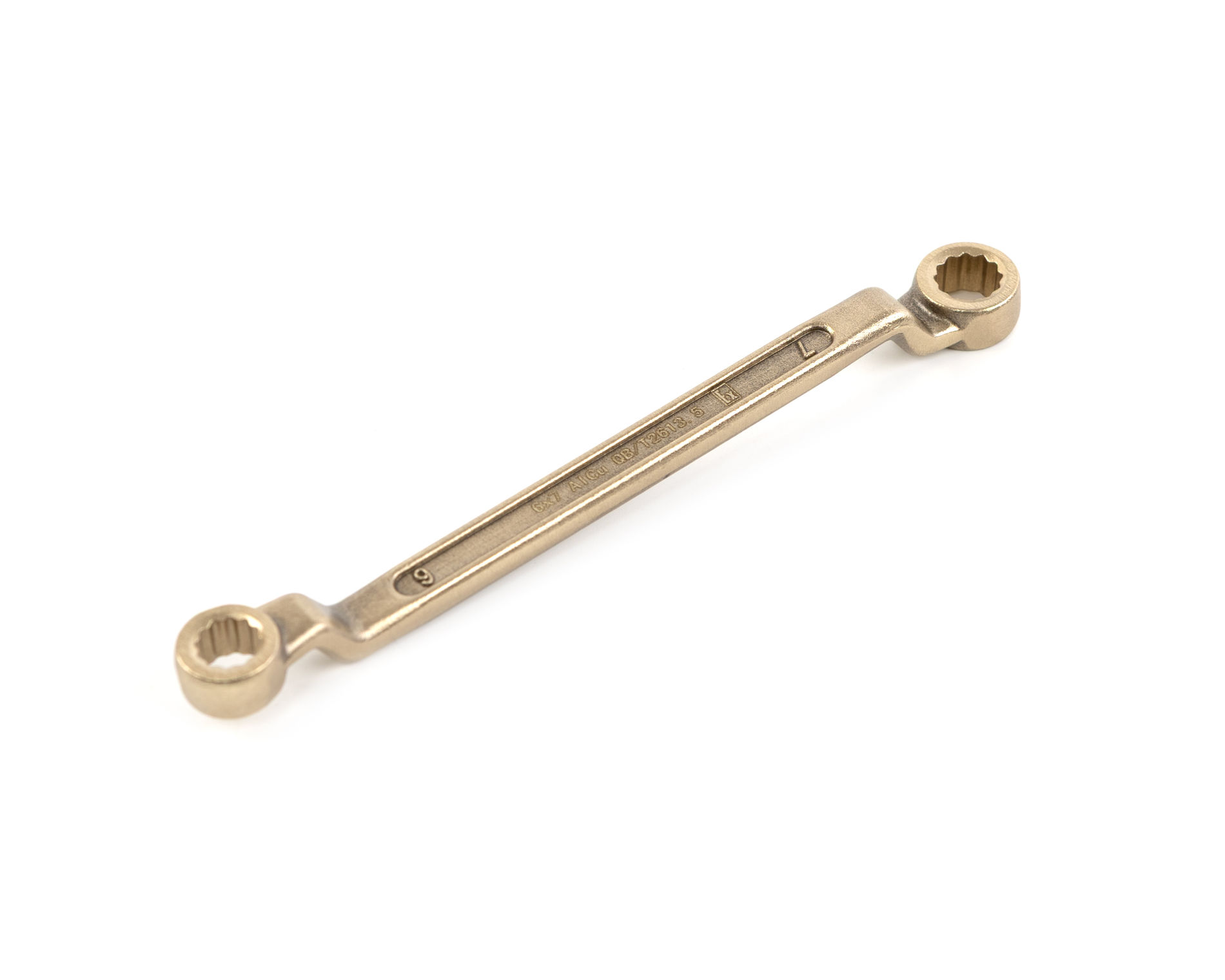 Ключ гаечный накидной двусторонний коленчатый 6х7 искробезопасный сплав AlCu 151-0607, HORTZ