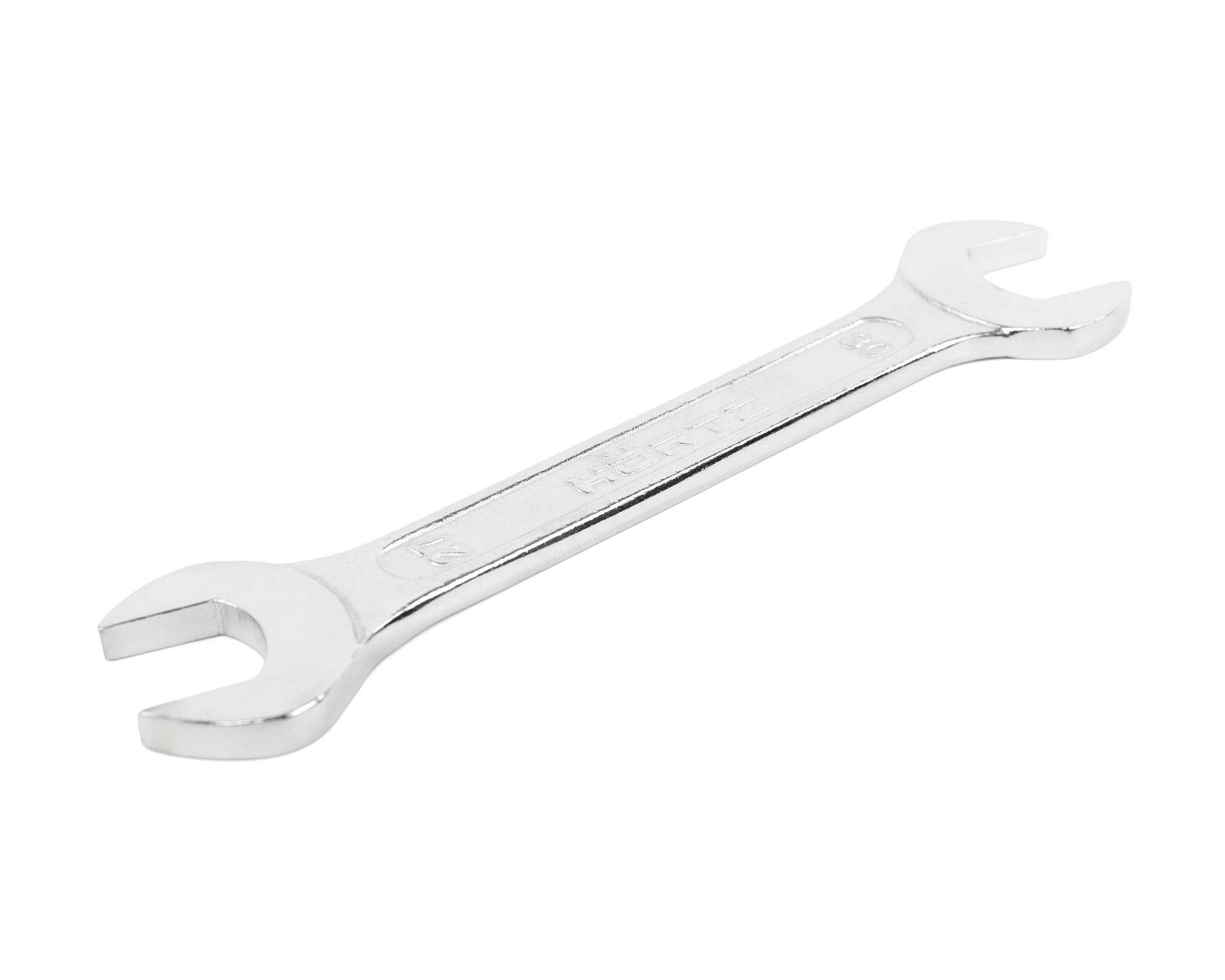 Ключ гаечный рожковый двусторонний 27х30 хромированный на подвесе HORTZ