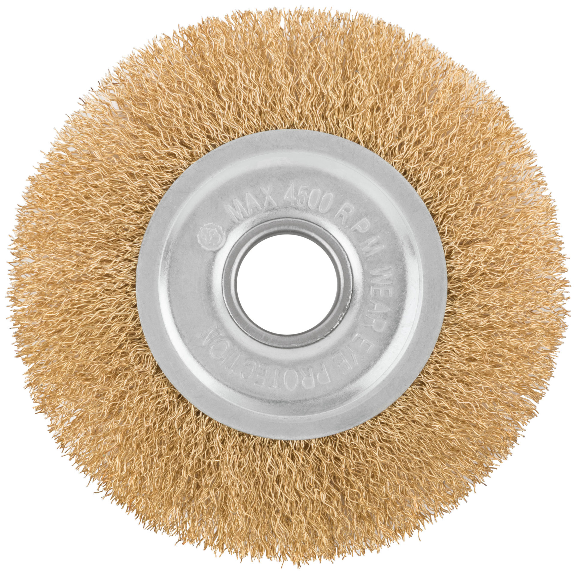 Корщетка дисковая прямая, посадочный диаметр 22,2 мм, стальная латунированная волнистая проволока 125 мм (39025)