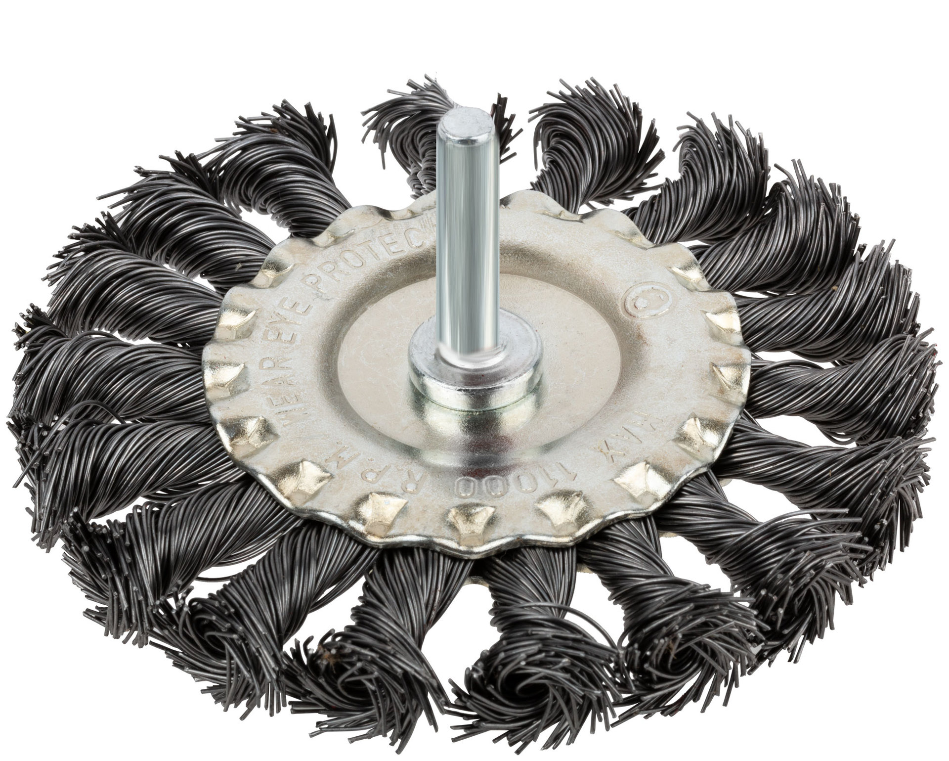 Корщетка дисковая прямая, со шпилькой, стальная витая проволока 100 мм (38474)