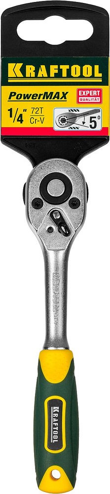 Трещотка 1/4, 72 зубца для торцовых головок KRAFTOOL 27791-1/4