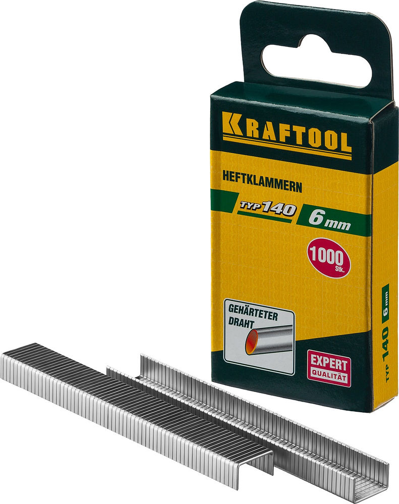 Скобы тип 140 (G/11/57), 6 мм, калибр 20GA, 1000 шт KRAFTOOL 31680-06