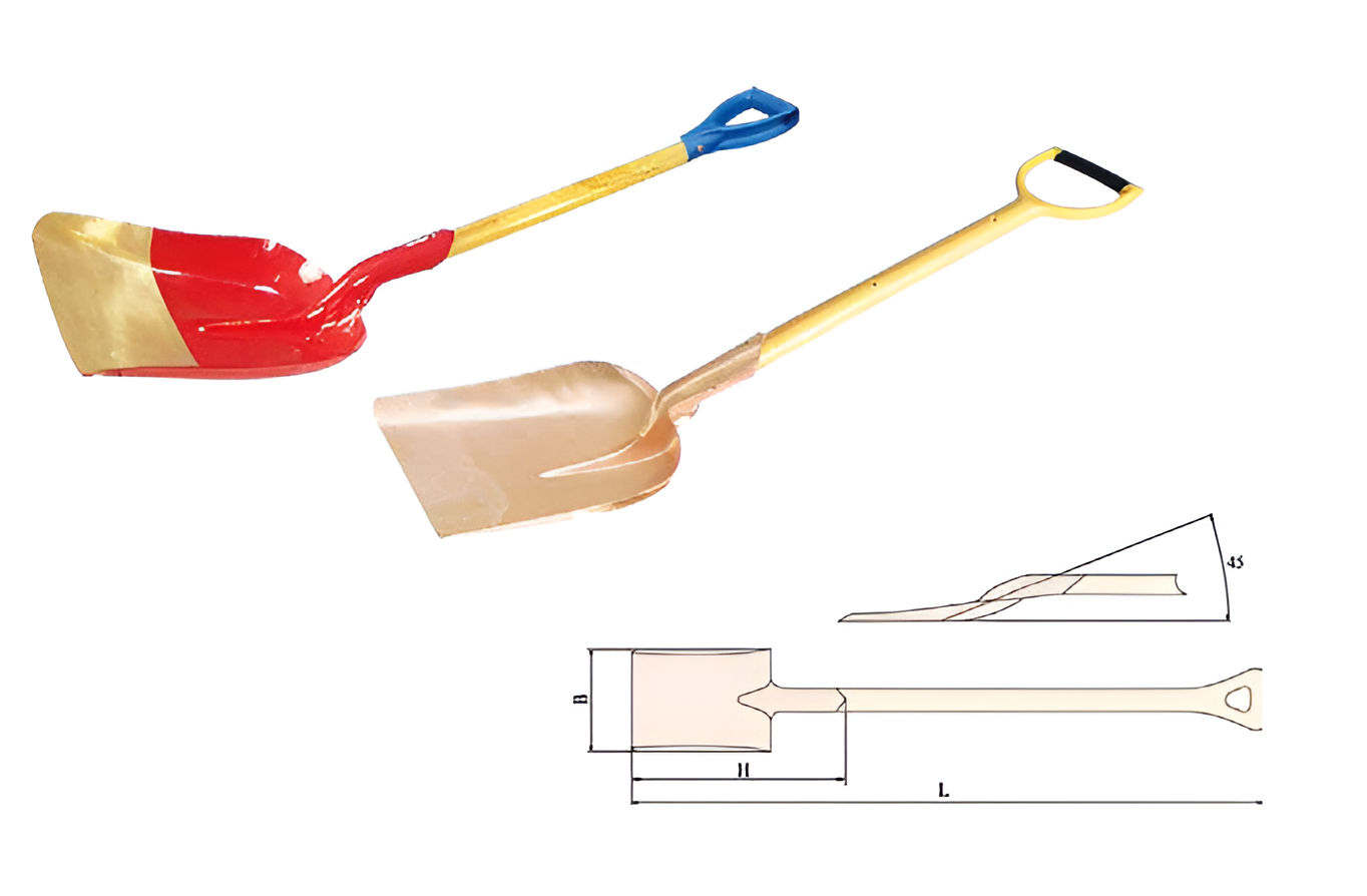 Лопата подборочная совковая с черенком, искробезопасный сплав AlCu 199-1002, HORTZ