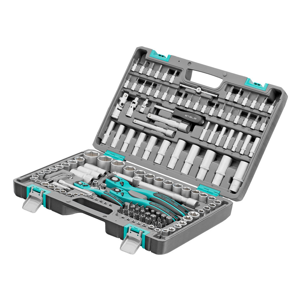 Набор инструментов, 1/4, 3/8, 1/2, Cr-V, S2, усиленный кейс, 151 предмет Stels