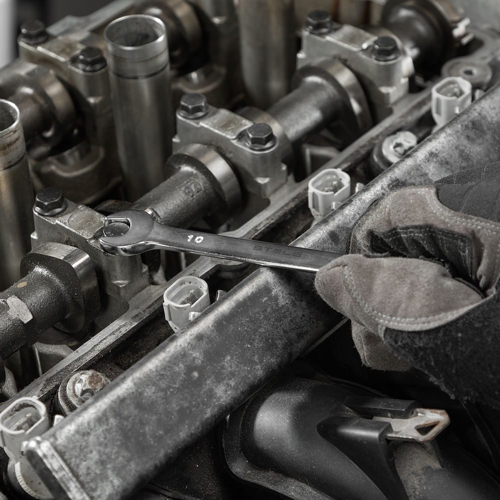 Набор ключей комбинированных 6-17 мм, 6 шт., CrV, матовый хром Stels (15442)