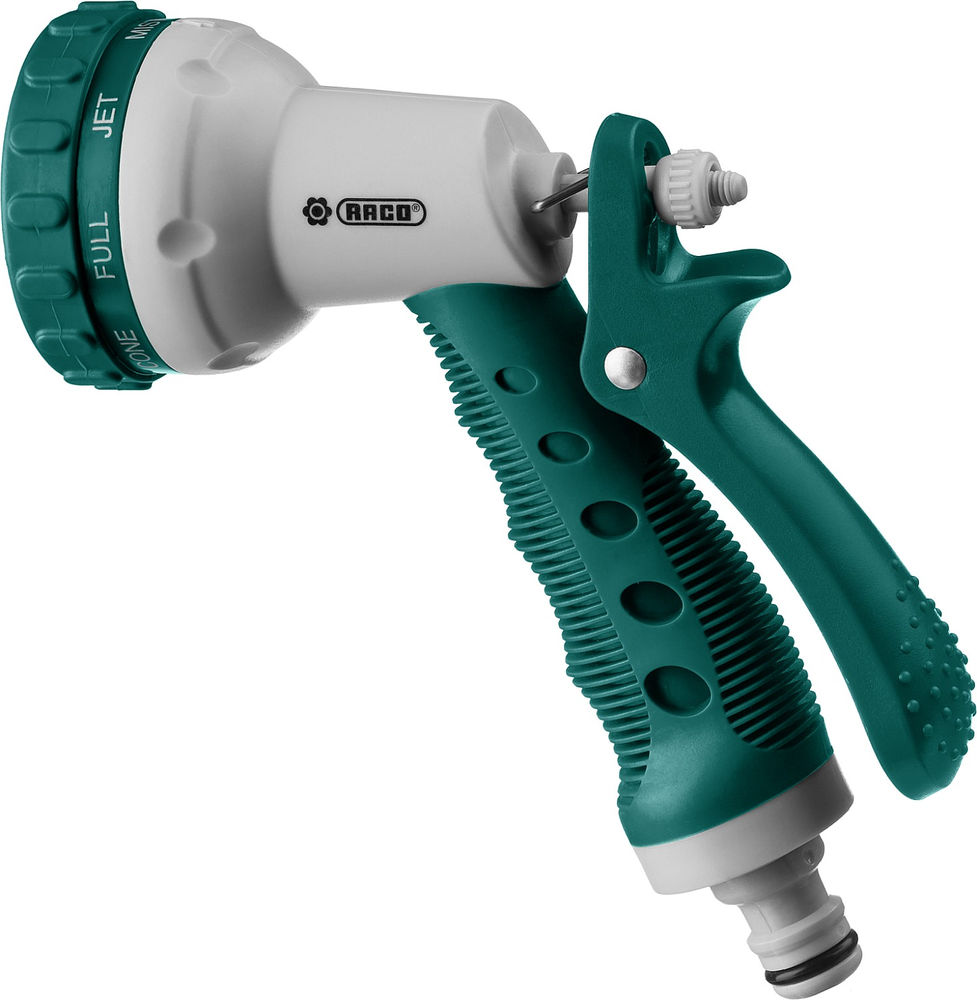 Поливочный пистолет 508C, 8 режимов, курок сзади, пластиковый с TPR RACO 4255-55/508C-18