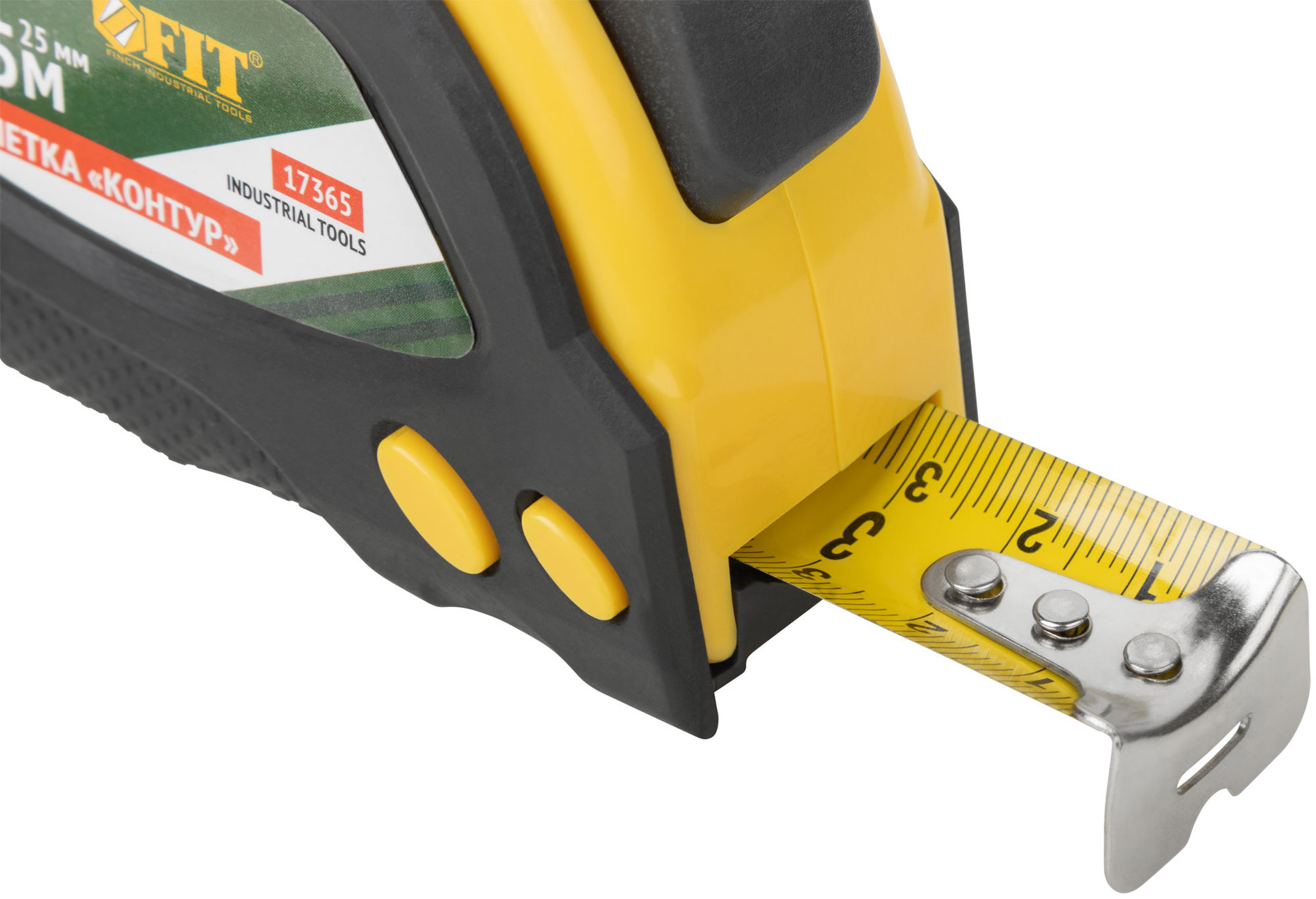 Рулетка Контур с автостопом, прорезиненный корпус 5 м x 25 мм