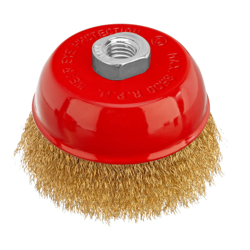 Щетка для УШМ, 100 мм, М14, чашка, латунированная витая проволока Matrix (74605)