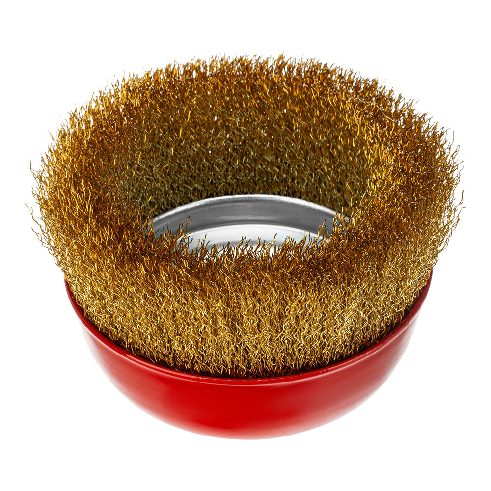 Щетка для УШМ, 125 мм, М14, чашка, латунированная витая проволока Matrix (74606)