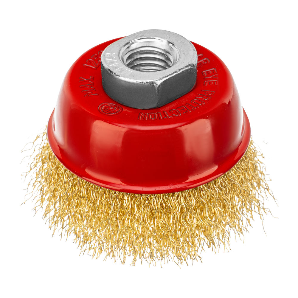 Щетка для УШМ, 65 мм, М14, чашка, латунированная витая проволока Matrix (74603)