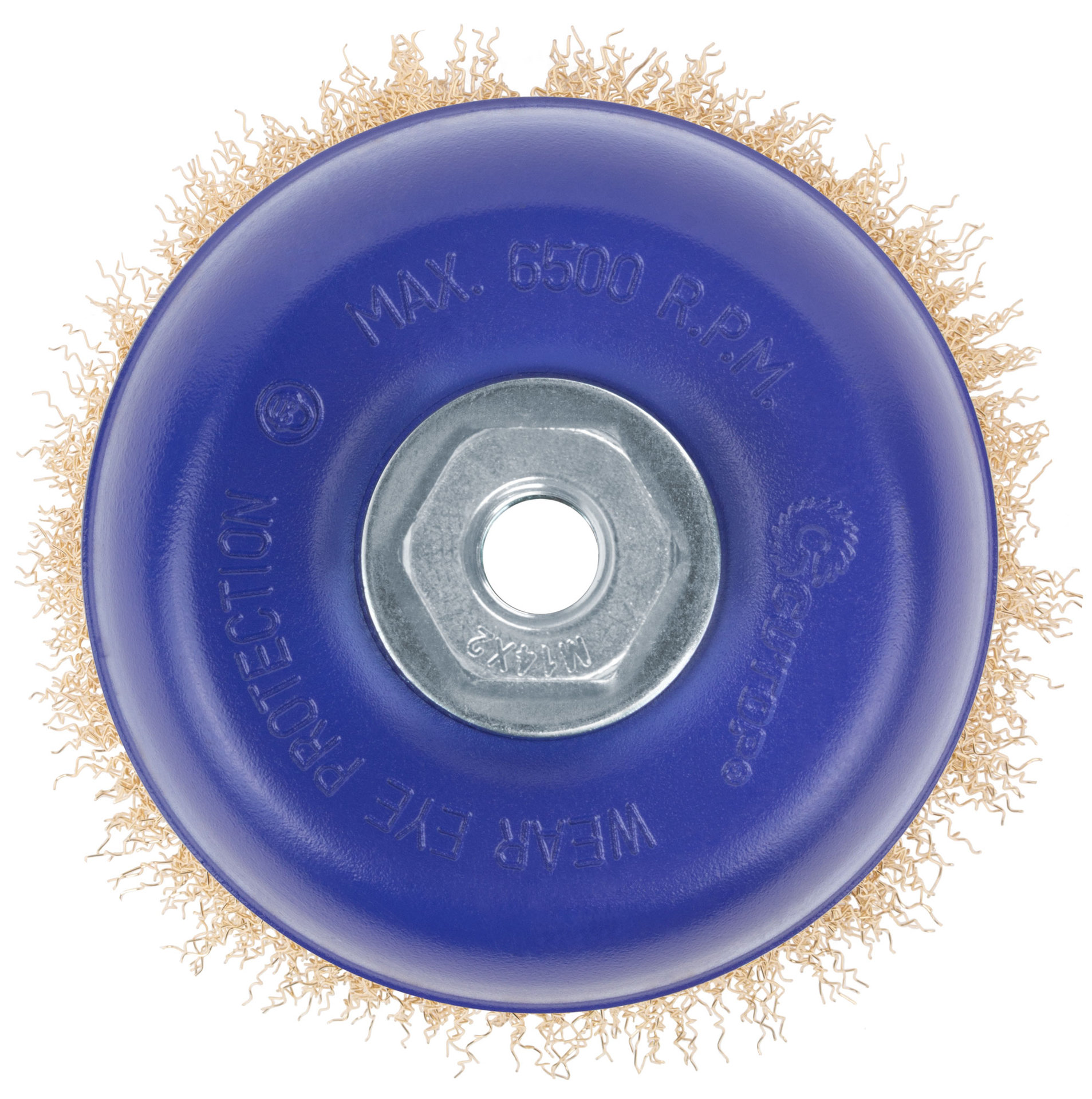 Щетка для УШМ, М14, тип Чашка, латун. витая проволока 0,3 мм, 125 мм, блистер, CUTOP Profi (82-896)