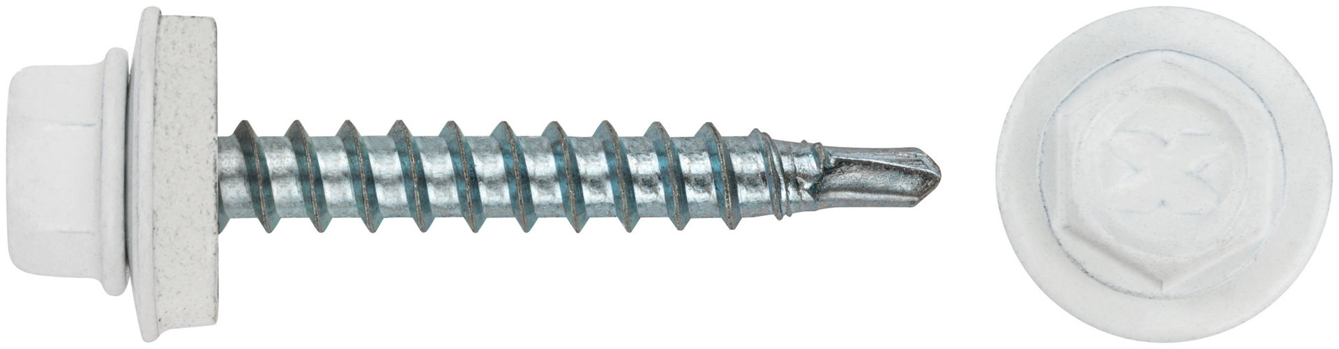 Шурупы кровельные со сверлом 4.8 х 32, белый RAL-9003 100шт. Фасовка (23569-0)