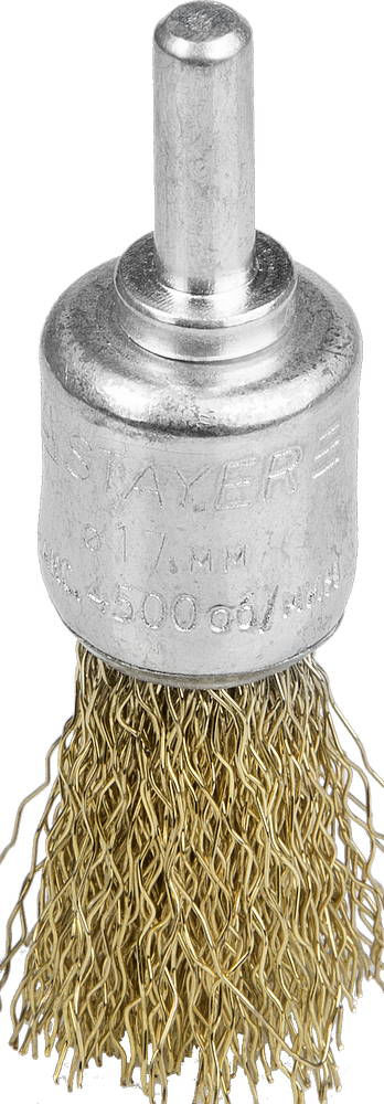 Щетка кистевая для дрели 17 мм, витая стальная латунированная проволока 0.3 мм STAYER 35113-17