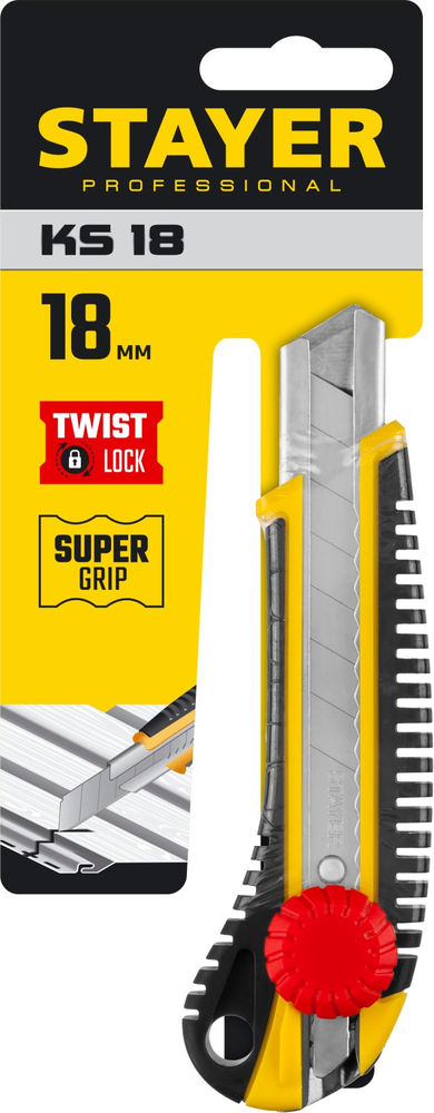 Нож 18 мм с винтовым фиксатором KS-18 Professional STAYER 09161