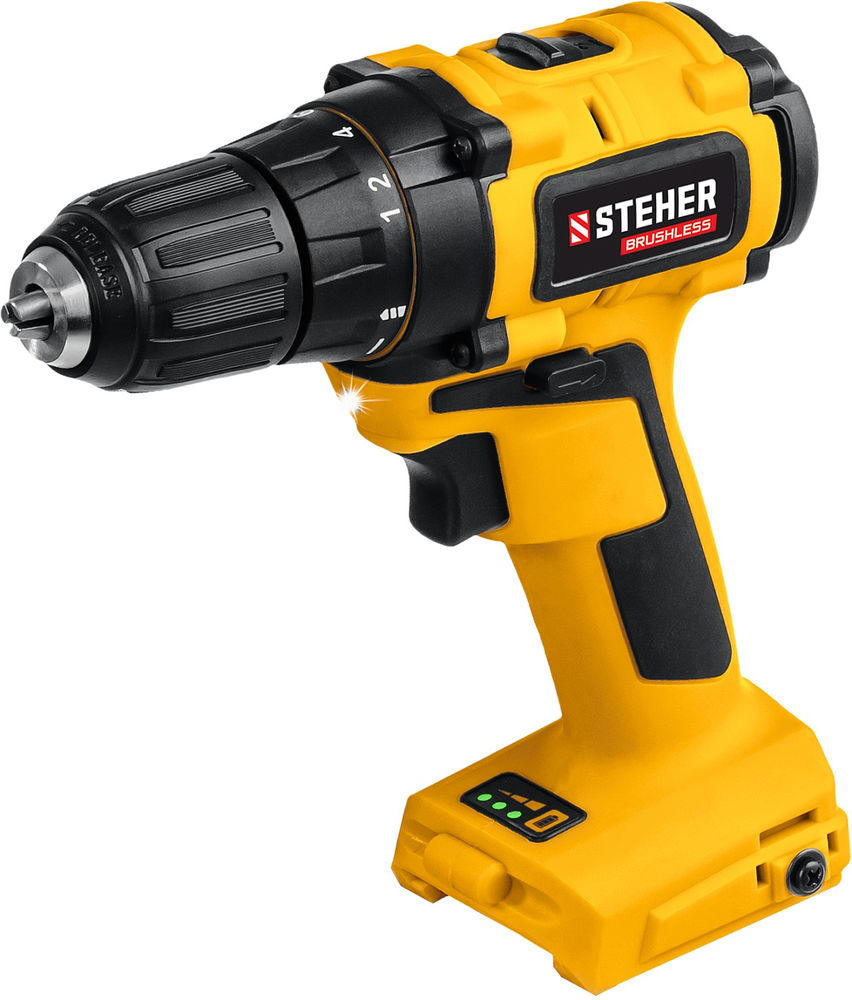 Дрель-шуруповерт бесщеточная 20 В, 45 Н·м, без АКБ V1 STEHER CDB-200